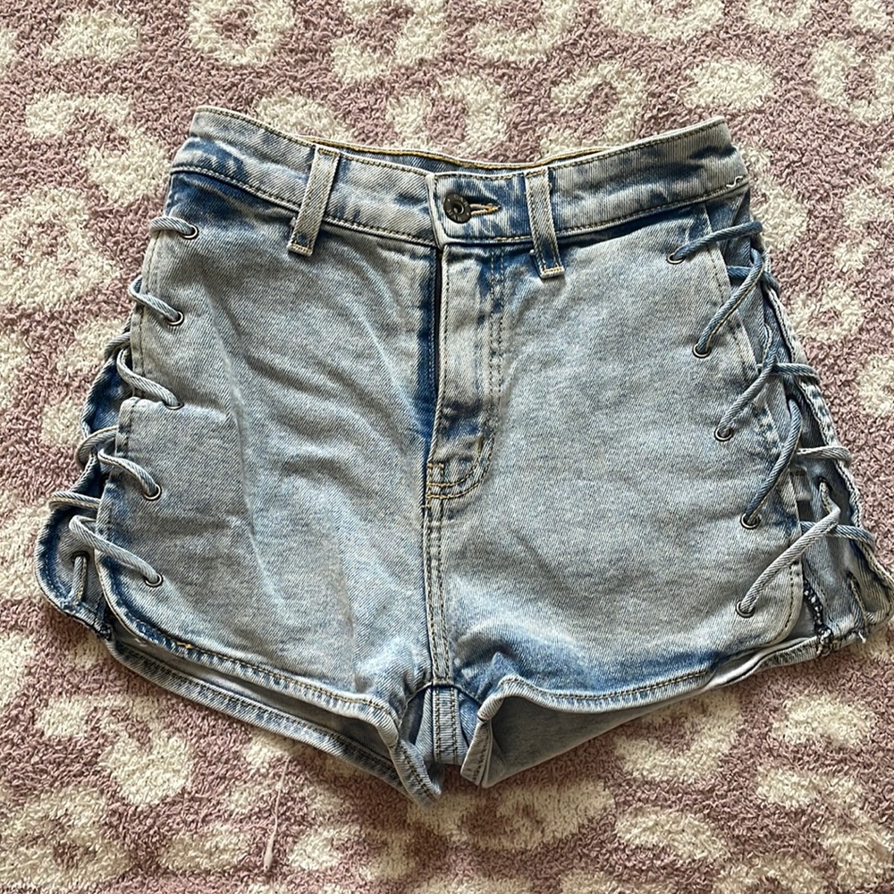 Carmar denim shorts with lace up sides